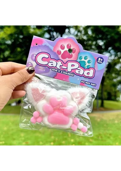 Kulaklı Pembe Kedi Patisi Taba Sukuşi Squishy Stres Oyuncağı Yumuşacık Jel Oyuncak Skuşi Yeni Stil