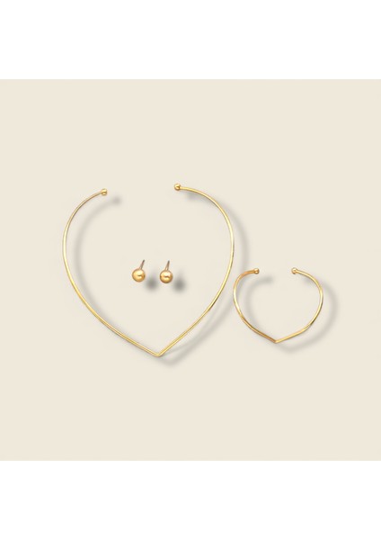 Altın Kaplama Çelik Üç Parça Choker Küpe Bileklik Set fiyatları