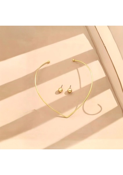 Altın Kaplama Çelik Üç Parça Choker Küpe Bileklik Set fırsatları