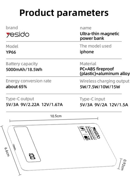 Yesido YP66 5.000 Mah LED Şarj Göstergeli 20W Type-C Çıkışlı ve 15W Kablosuz Şarjlı Pd Hızlı Şarj Magsafe ile Uyumlu Powerbank - Gold fiyatları