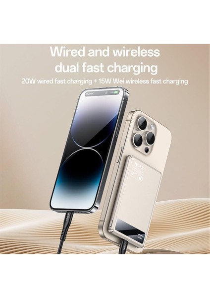 Yesido YP66 5.000 Mah LED Şarj Göstergeli 20W Type-C Çıkışlı ve 15W Kablosuz Şarjlı Pd Hızlı Şarj Magsafe ile Uyumlu Powerbank - Gold modelleri