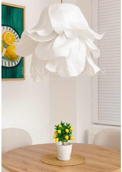 Beyaz Eva Rüzgar Çiçeği Tasarım Modern Dekoratif Sarkıt Avize