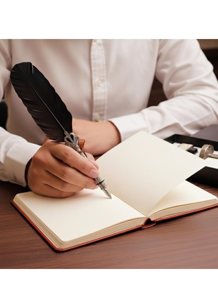 Deri Defter ve Tüylü Kalem Hediye Seti modelleri