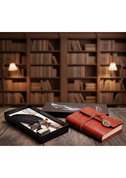 Deri Defter ve Tüylü Kalem Hediye Seti fırsatları