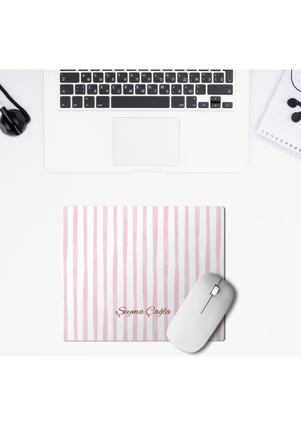Isme Özel Baskılı Mousepad / Kişiselleştirilebilir Hediyelik Mousepad / Çizgi Desenli Mousepad