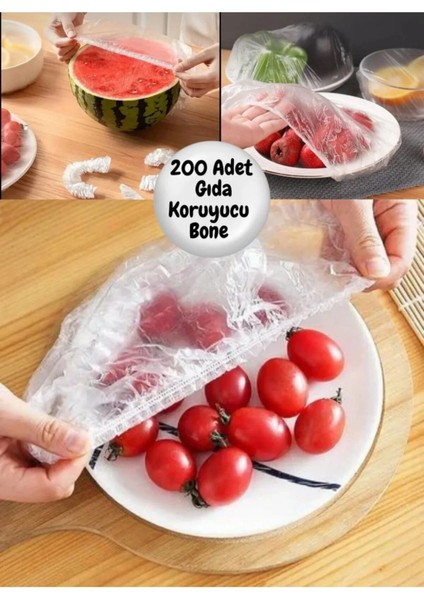 Gıda Koruyucu Bone 200 Adet | Esnek Lastikli Gıda Saklama Kapağı | Tekrar Kullanılabilir Kapak Seti