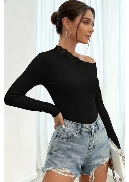 Dantelli Çapraz Yaka Slim Fit Bluz fiyatları