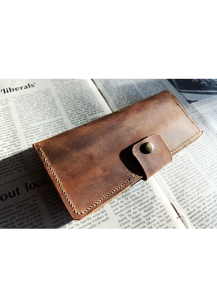 Kesimden Dikime Tamamen El Emeği Gerçek Deri Cüzdan 12 Kart 2 Bölme Alanı (19.4cm*8,5cm) Nul7