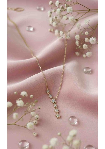 Kararmaz Çelik Gold Kaplama Yıldız Kayması Y Kolye