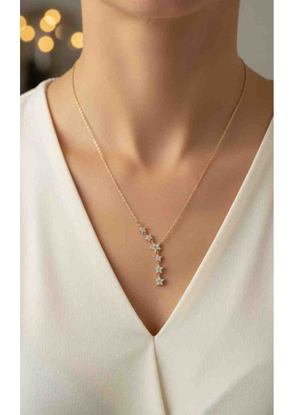 Kararmaz Çelik Gold Kaplama Yıldız Kayması Y Kolye fiyatları