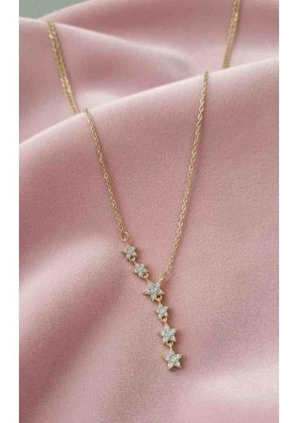 Kararmaz Çelik Gold Kaplama Yıldız Kayması Y Kolye modelleri