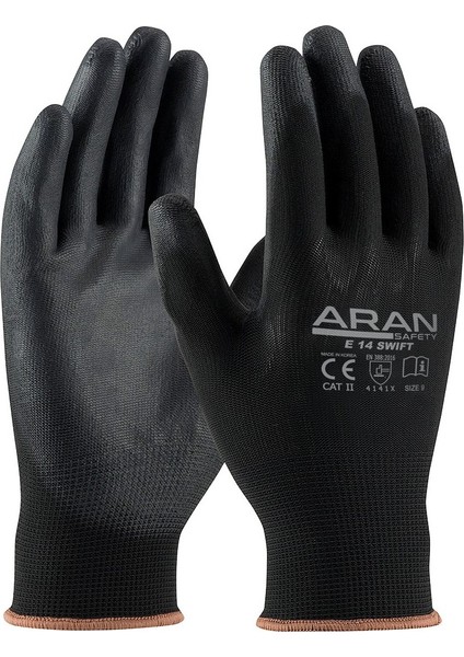 Ar-An E14 Swift Mekanik Dirençli Siyah Pu Eldiven
