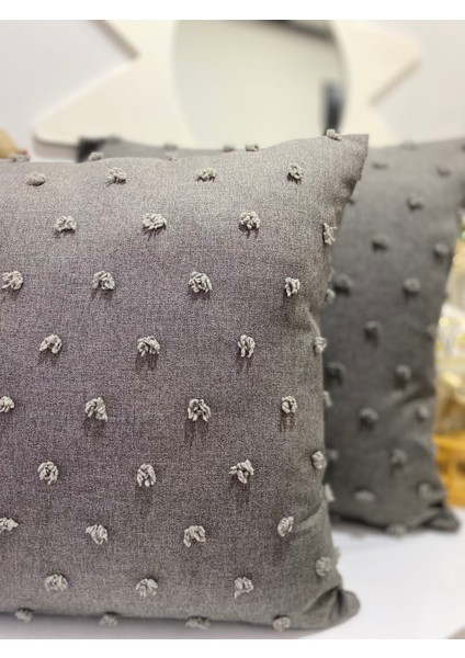 Mu Desing Craft Antrasit Sade Ponpon Dikişli Kırlent fırsatları