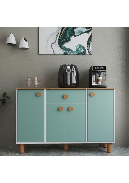 Zeus Kahve Köşesi Dresuar Şifonyer Çok Amaçlı Dolap Büfe-Mutfak Dolabı Çekmeceli , Airfryer Dolabı