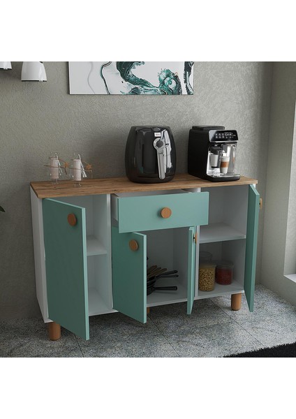 Zeus Kahve Köşesi Dresuar Şifonyer Çok Amaçlı Dolap Büfe-Mutfak Dolabı Çekmeceli , Airfryer Dolabı fiyatları