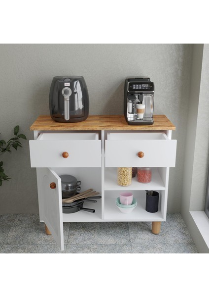 Ares Kahve Köşesi Dolabı - Soft Beyaz Çok Amaçlı Ahşap Dolap - Şık ve Modern Mutfak/dekorasyon Ürünü fiyatları