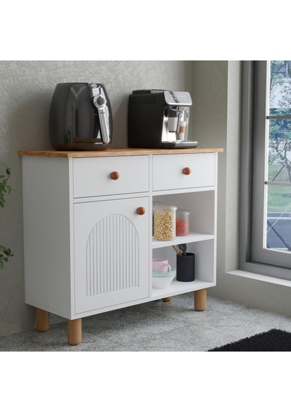 Ares Kahve Köşesi Dolabı - Soft Beyaz Çok Amaçlı Ahşap Dolap - Şık ve Modern Mutfak/dekorasyon Ürünü modelleri