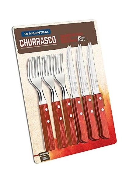 21199/711 Biftek Sofra Takımı-Set, 12 Parça Kırmızı Griffen 2-Kat Perçinlenmiştir 6 x Biftek Bıçağı 5 Inç, 6 x Steakgabel