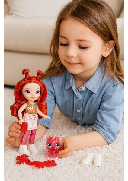 Rh Littles Gökkuşağı Perisi Apple Anderson Bebek Seti Kırmızı Saçlı Mini Kız Kardeş Oyuncak - 14 cm