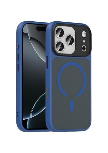 17 Pro Için Kılıf Mat Arka Yüzey Uyumlu Şarj Özellikli Flet M-Safe Kapak (Lacivert) modelleri