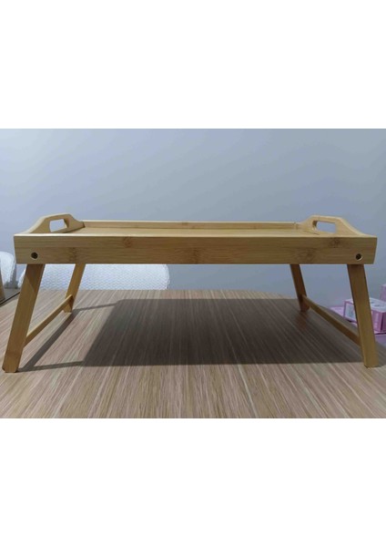 Retro Vintage Ahşap Bambu Çocuk ve Çok Yönlü Ayaklı Servis Tepsisi fırsatları