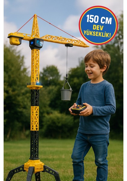Uzaktan Kumandalı LED Işıklı 150 cm Dickie Rc Titan Vinç Oyuncak Inşaat Seti