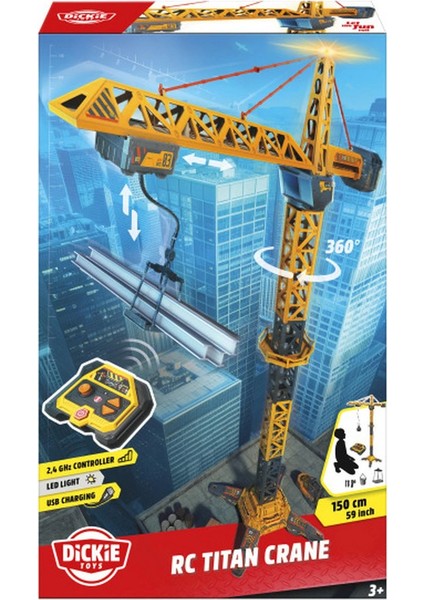Uzaktan Kumandalı LED Işıklı 150 cm Dickie Rc Titan Vinç Oyuncak Inşaat Seti modelleri