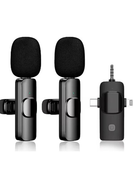 Yüksek Kalite Profesyonel 3 In 1 Kablosuz Taşınabilir Yaka Mikrofonu Tiktok