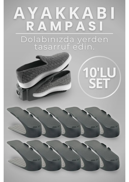 Ayakkabı Rampası 10 Adet | Dolap Düzenleyici Ayakkabı Sergi Rampası