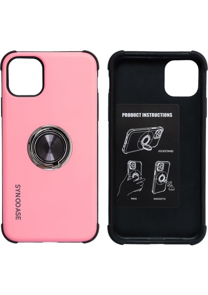 11 Kılıf - Halka Tutuculu & Stand Özellikli Silikon Telefon Kılıfı - Darbe Emici, Mıknatıslı, Yüzey Koruma - Ince Tasarım, Halka Tutucu ve Araç Mıknatısı Uyumlu Açık Pembe fiyatları