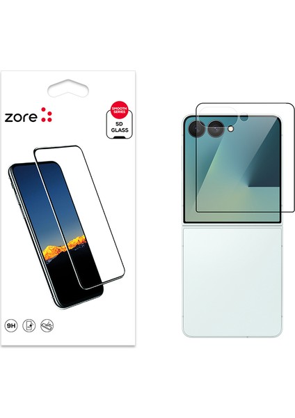 Galaxy Z Flip 7 Zore Kenarları Kırılmaya Dayanıklı Cam Ekran Koruyucu