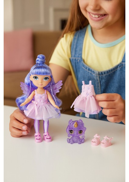 Rainbow High Littles Gökkuşağı Perisi Amethyst Willow Bebek Seti Kanatlı Mor Oyuncak - 14 cm