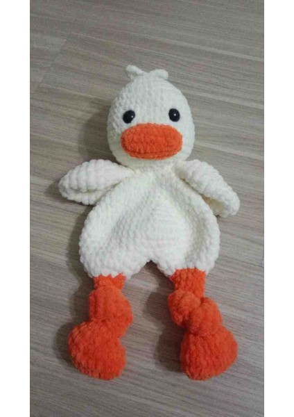 Amigurumi Beyaz Kadife Ipten Ördek Uyku Arkadaşı modelleri