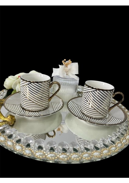 Tacir 2’li Gold Çizgili Lüks Kahve Fincan Takımı | Porselen Türk Kahvesi Fincanı Seti fiyatları