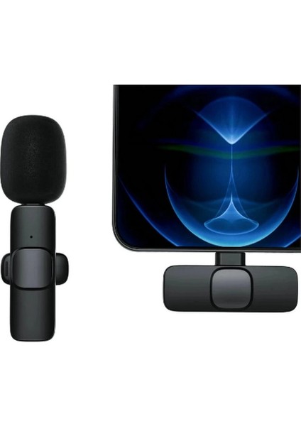Type-C Girişli Telefon Uyumlu Tiktok Yayın Kablosuz Yaka Mikrofonu