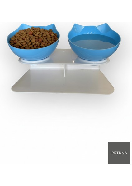 Iki Hazneli Kedi Kafalı Beyaz Standlı Kedi Mama ve Su Kabı 350 ml fiyatları