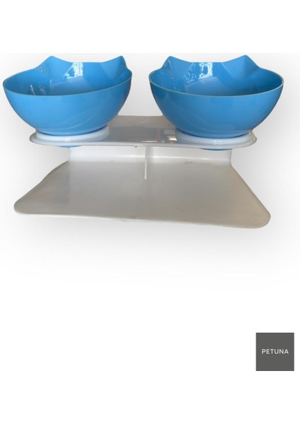 Iki Hazneli Kedi Kafalı Beyaz Standlı Kedi Mama ve Su Kabı 350 ml fırsatları