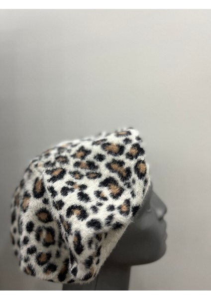 Leopar Desen Yumuşak Tüylü Fransız Ressam Bere – Kışlık Şık Kadın Bere Modeli modelleri