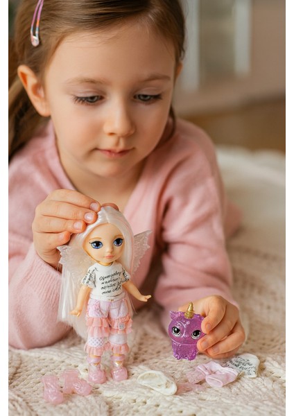 Rh Littles Gokkusagi Perisi Opal Raine Oyuncak Bebek Kanatli Mini Kiz Cocuk Figur Seti - 14 cm