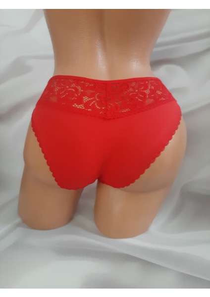yeniyıl Kırmızı %90 Cotton %10 Elastan Ön Çift Kurdela Detaylı Dantelli Arkası Yarım Dantelli Kadın Fantazi Külot fiyatları