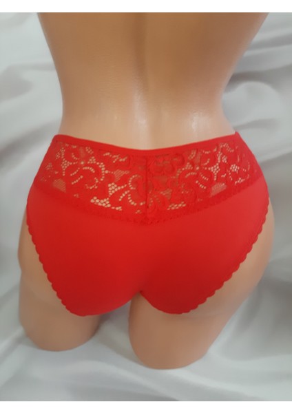 yeniyıl Kırmızı %90 Cotton %10 Elastan Ön Çift Kurdela Detaylı Dantelli Arkası Yarım Dantelli Kadın Fantazi Külot fırsatları