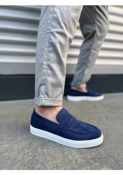 JY180 Estilo x Bağcıksız Süet Erkek Günlük Spor Klasik Ayakkabı Sbt - Lacivert