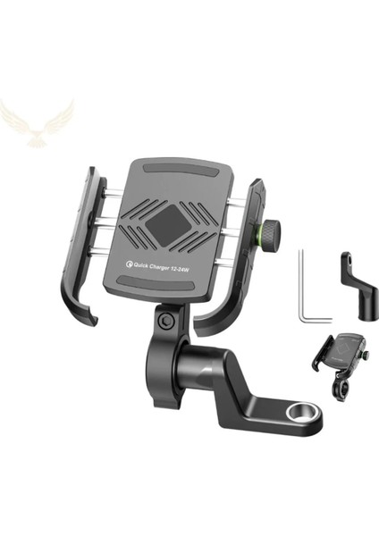 Motosiklet Gidon ve Ayna Bağlantılı Motor ve Bisiklet Uyumlu Telefon Tutucu 12-24W Hızlı Şarj modelleri