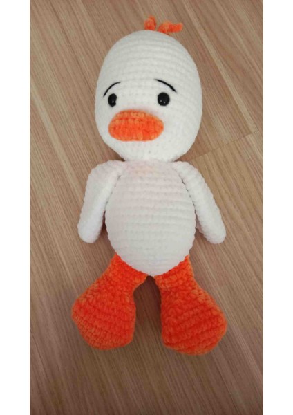 Amigurumi Beyaz Kadife Ipten Ördek Uyku Arkadaşı