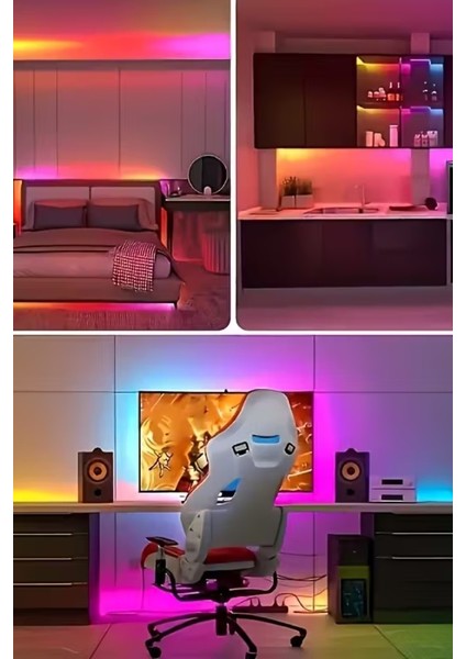 5 Metre Kumandalı Animasyonlu Şerit LED – Adaptörlü Tak Çalıştır Rgb Işık Seti modelleri
