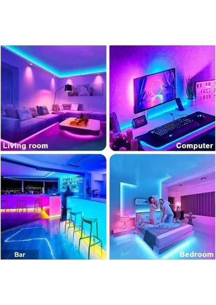 5 Metre Kumandalı Animasyonlu Şerit LED – Adaptörlü Tak Çalıştır Rgb Işık Seti fırsatları