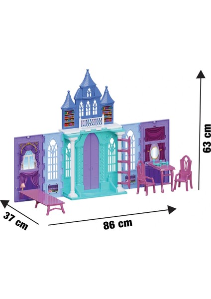 Taşınabilir Bebekli Buzlar Kraliçesi Şato Oyun Seti 86X63CM 3 Yaş Üstü Mavi Aksesuarlı Çocuklar Için modelleri