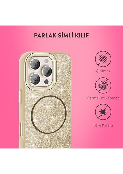 Kılıf M-Safe Şarj Özellikli Parlayan Simli Sararmaz Kılıf (, 16 Pro) modelleri