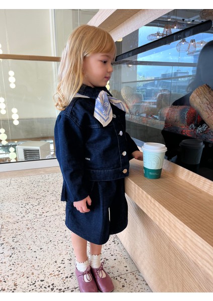 Kız Çocuk Pamuklu Denim Ceket ve Pileli Denim Etek Takım indirimleri