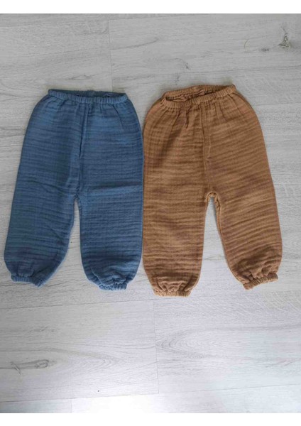 Bebek Beli Lastikli Ikili Müslin Pantolon